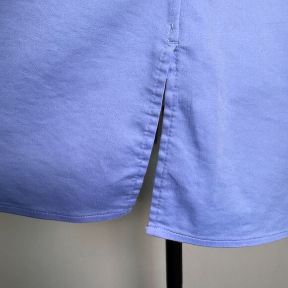 Chico's No Iron Chic Stretch Sz 3 (16) Blue Collared Tunic Large Pearl Buttons - Picture 7 of 12